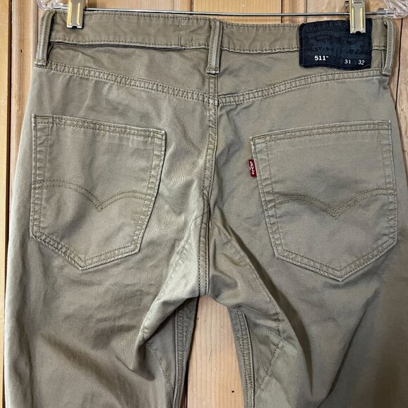 LEVI'S 511 Mens Commuter Slim Fit Denim Cycling Jeans Size 31x32 Beige Tan RARE - Picture 3 of 12